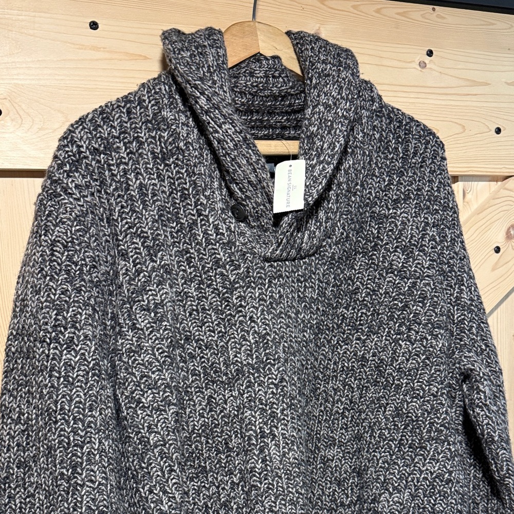 LL Bean Signature Brown and Tan Cowl Neck Sweater